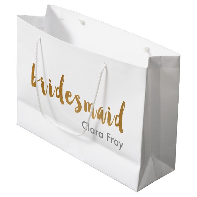Moderne, elegante Imitate goldfarbener Bräunungste Große Geschenktüte (Vorderseite Schrägansicht)