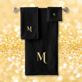 Moderne elegante Imitats Gold Script Mit Monogramm Badhandtuch Set