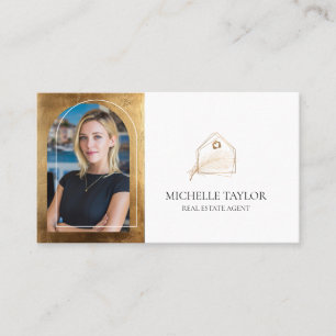 Moderne elegante Immobilien-Makler-Foto Gold Visitenkarte