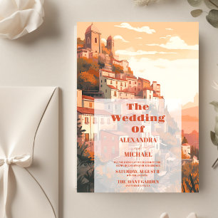 Moderne elegante Italien-Hochzeit in Urlaubsort Einladung