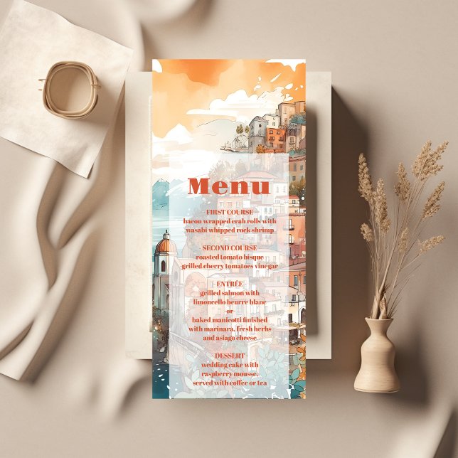 Moderne elegante Italien-Hochzeit in Urlaubsort Menükarte (Von Creator hochgeladen)