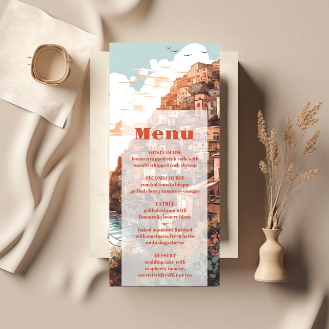 Moderne elegante Italien-Hochzeit in Urlaubsort Menükarte (Von Creator hochgeladen)