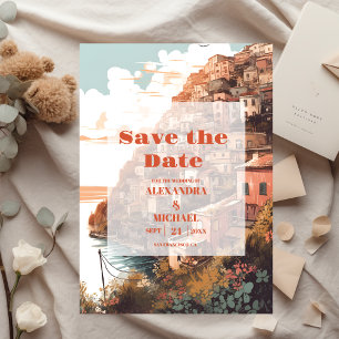 Moderne elegante Italien-Hochzeit in Urlaubsort Save The Date