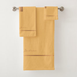 Moderne élégante jaune chic rayures monogrammées