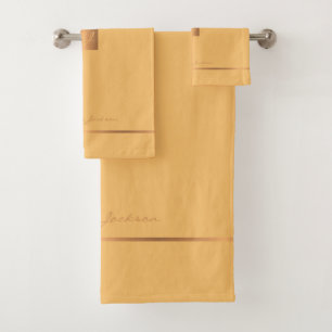 Moderne élégante jaune chic rayures monogrammées