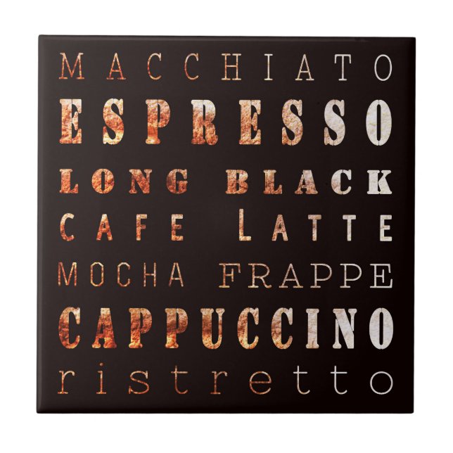 Moderne elegante Kaffeetypen Typografie Fliese (Vorderseite)