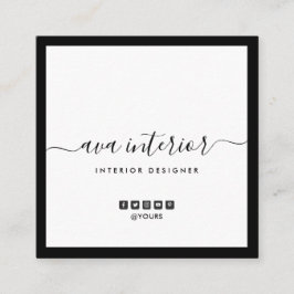 Moderne Elegante Kalligrafie Designer B&W Social Quadratische Visitenkarte
