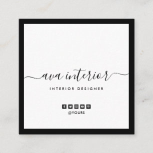 Moderne Elegante Kalligrafie Designer B&W Social Quadratische Visitenkarte