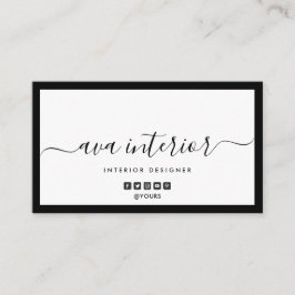 Moderne Elegante Kalligrafie Designer B&W Social Visitenkarte