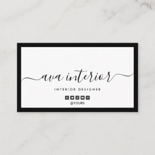 Moderne Elegante Kalligrafie Designer B&W Social Visitenkarte
