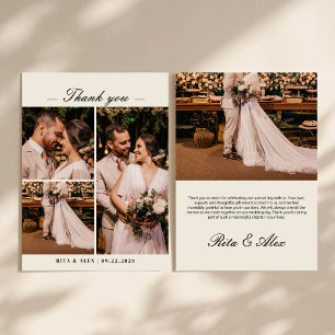 Moderne elegante Kalligrafie-Foto-Collage-Hochzeit Dankeskarte