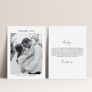 Moderne elegante Kalligrafie-Foto-Hochzeit Dankeskarte