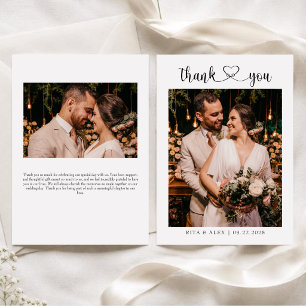 Moderne elegante Kalligrafie-Foto-Hochzeit Dankeskarte