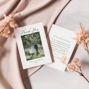 Moderne elegante Kalligrafie-Foto-Hochzeit Dankeskarte