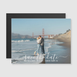 Moderne Elegante Kalligrafie Hochzeit Magnetkarte