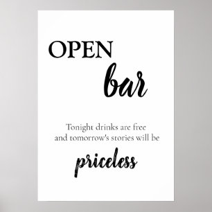 Moderne elegante Kalligrafie Hochzeits-Open-Bar-Ge Poster