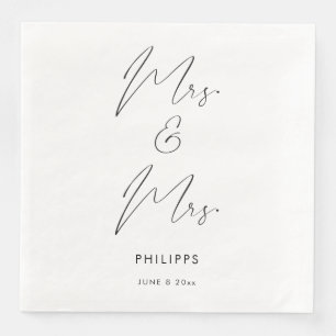 Moderne elegante Kalligrafie Mrs. und Mrs. Two Bri Serviette