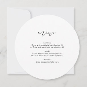Moderne elegante Kalligrafie-Runde-Menü-Hochzeit Ankündigung