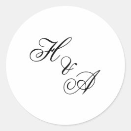 Moderne elegante Kalligrafie-Schrift-Monogramm-Hoc Runder Aufkleber