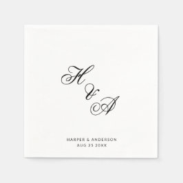 Moderne elegante Kalligrafie-Schrift Monogramm-Hoc Serviette