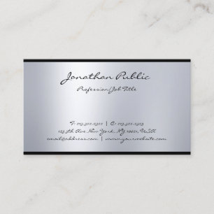 Moderne elegante Kalligrafie-Schrift Silber oben s Visitenkarte