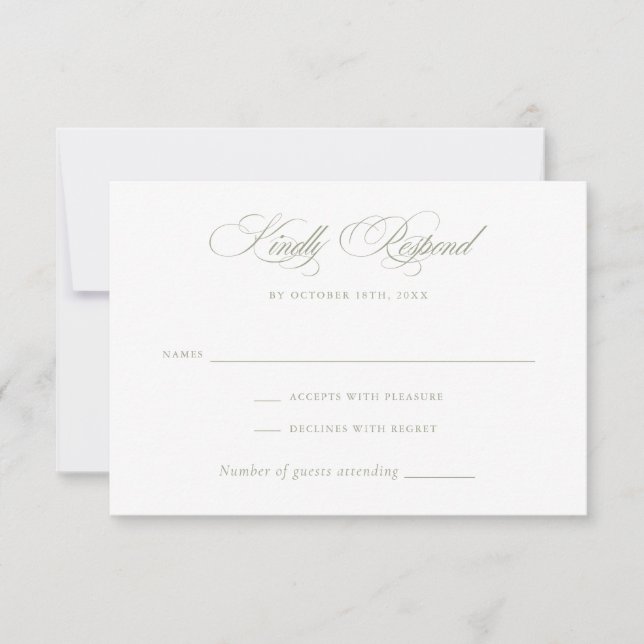 Moderne elegante Kalligrafie Script Wedding RSVP Einladung (Vorderseite)