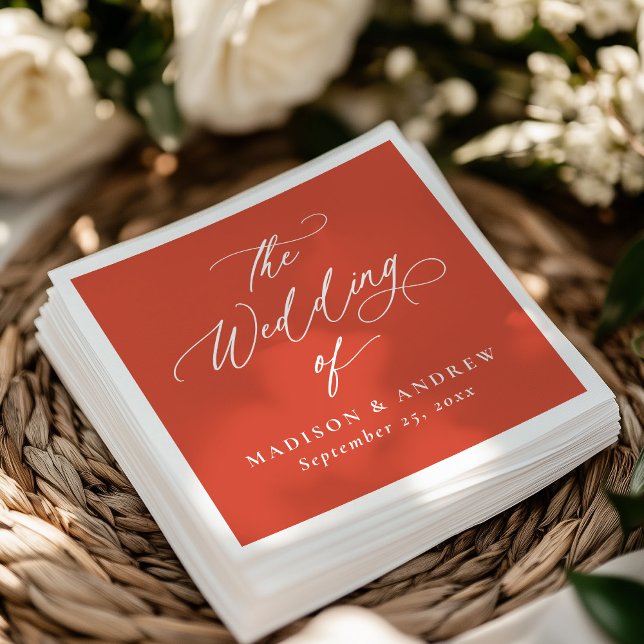 Moderne elegante Kalligrafie Verona Sunset Wedding Serviette (Von Creator hochgeladen)