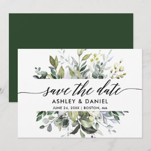 Moderne Elegante Kalligrafie Wasserfarbene Vegetat Save The Date