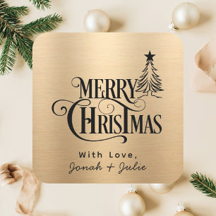 Moderne elegante Kalligrafie Weihnachten Quadratischer Aufkleber