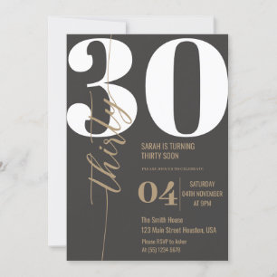 Moderne elegante Kalligraphie 30. Geburtstag Einladung