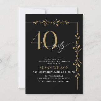 Moderne elegante Kalligraphie 40. Geburtstag Einladung