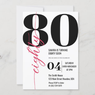 Moderne Elegante Kalligraphie ACHTUNG 80. Geburtst Einladung