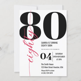 Moderne Elegante Kalligraphie ACHTUNG 80. Geburtst Einladung