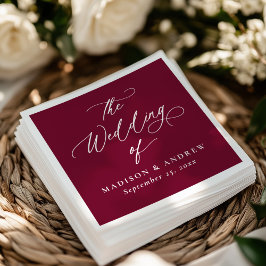 Moderne elegante Kalligraphie Burgundy Wedding Serviette