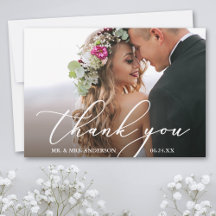 Moderne Elegante Kalligraphie Danke Hochzeitkarte