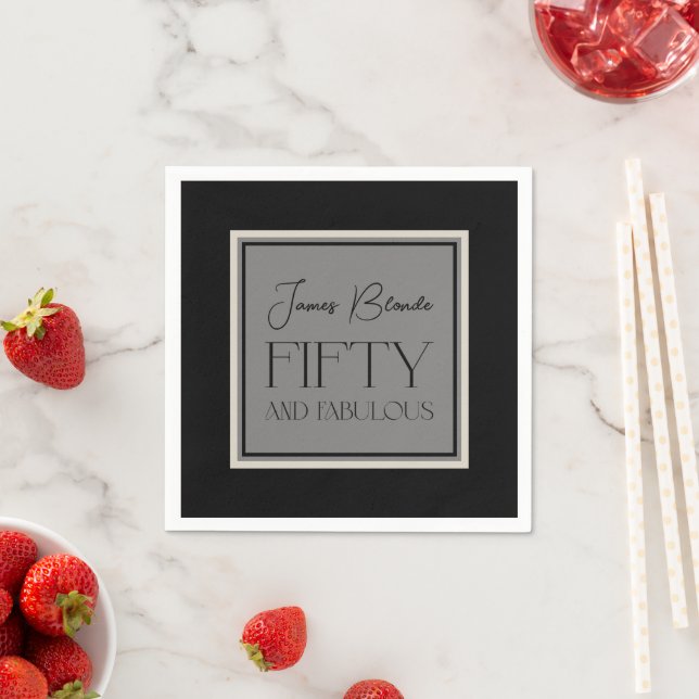Moderne Elegante Kalligraphie Fifty & Fabulous Serviette (Beispiel)