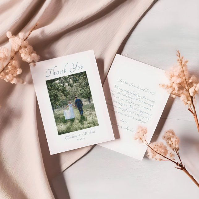 Moderne, elegante Kalligraphie-Foto Hochzeit Dankeskarte (Von Creator hochgeladen)