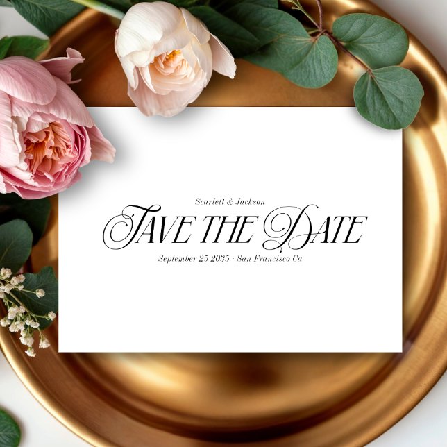 Moderne elegante Kalligraphie-Hochzeit Save The Date (Von Creator hochgeladen)