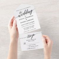 Moderne elegante Kalligraphie Hochzeit Schwarz-Wei