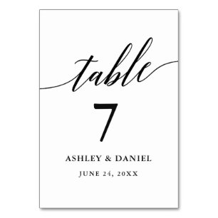 Moderne elegante Kalligraphie-Hochzeit Tischnummer