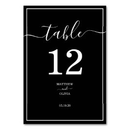 Moderne elegante Kalligraphie-Hochzeit Tischnummer