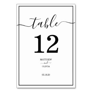 Moderne elegante Kalligraphie-Hochzeit Tischnummer