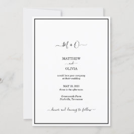 Moderne elegante Kalligraphie Monogram Wedding Einladung