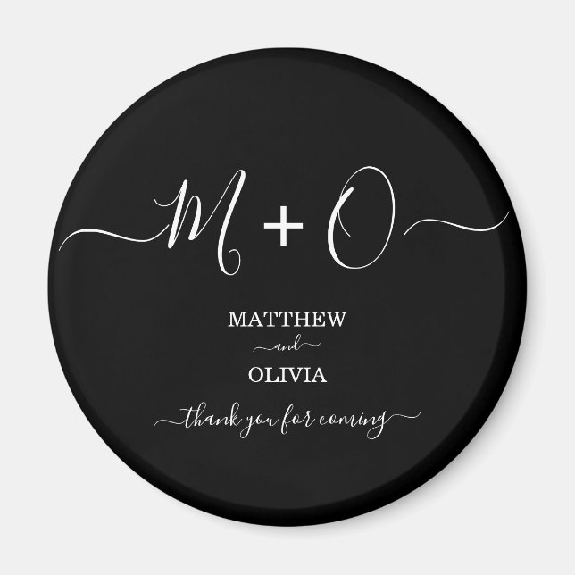 Moderne elegante Kalligraphie Monogram Wedding Magnet (Vorne)