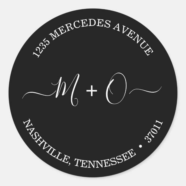 Moderne elegante Kalligraphie-Monogramm Runder Aufkleber (Vorderseite)