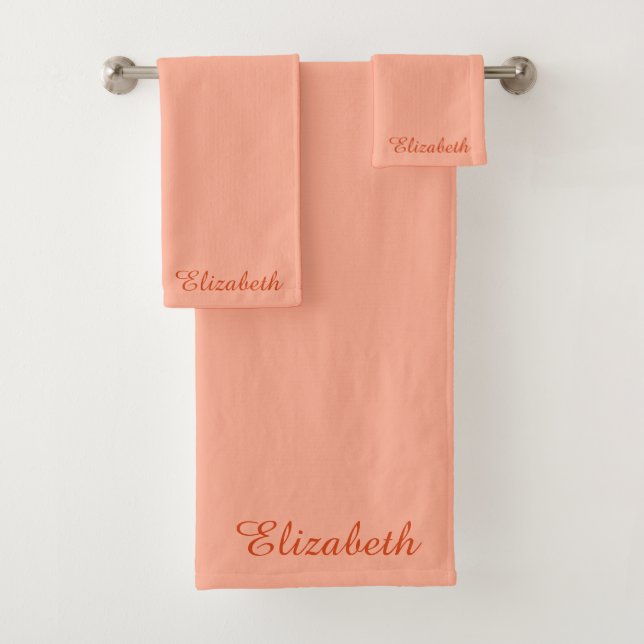 Moderne elegante Kalligraphie Name Template Aprico Badhandtuch Set (Insitu)