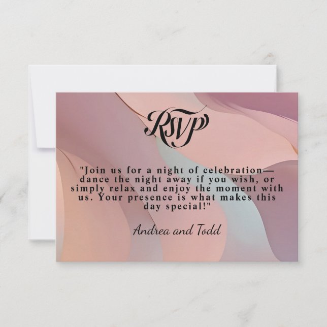Moderne, elegante Kalligraphie Pastellhochzeit RSVP Karte (Vorderseite)