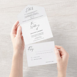 Moderne, elegante Kalligraphie-Skriptereien All In One Einladung