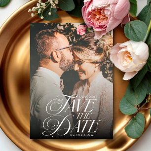 Moderne elegante kalligraphische Hochzeit des vert Save The Date