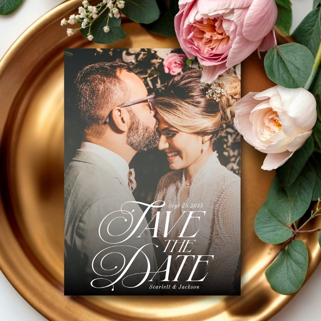 Moderne elegante kalligraphische Hochzeit des vert Save The Date (Von Creator hochgeladen)